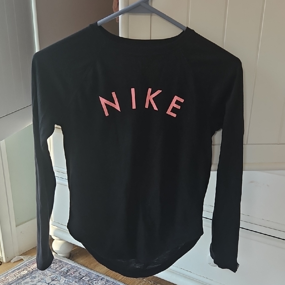 Nike Black Shirt with Pink Lettering
